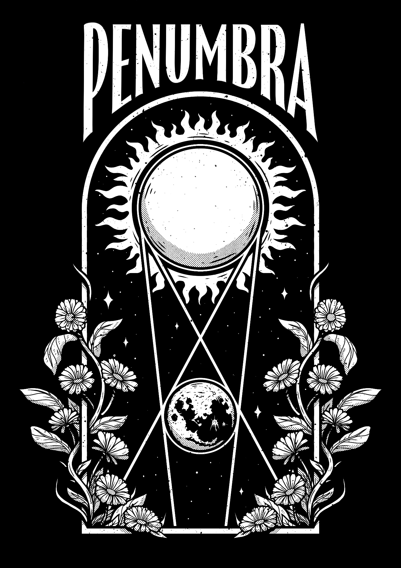 Penumbra tarot poster — black and white
